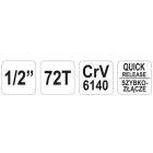 YATO YT0735 Racsnis hajtószár 1/2" 255 mm 72T hajlított szár CrV