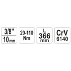 YATO YT0750 Nyomatékkulcs 3/8" 20-110 Nm / 342-360 mm CrV