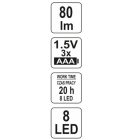 YATO YT08514 Szerelőlámpa 8 LED-es