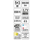 YATO YT08518 Akkus szerelő LED lámpa 5 W+3 W