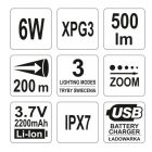 YATO YT08568 Akkus LED zseblámpa 500 lumen CREE LED 6 W