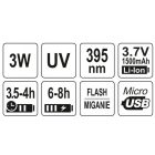 YATO YT08588 Akkus UV zseblámpa + szemüveg