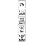 YATO YT08590 Elemes LED fejlámpa állítható fókusszal