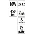 YATO YT08591 Elemes LED fejlámpa x M-L2 CREE állítható fókusszal 