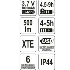 YATO YT08596 Akkus LED fejlámpa 500 lumen