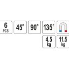 YATO YT08678 Hegesztési munkadarabtartó készlet 6 részes mágneses 