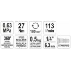 Pneumatikus racsnis kulcs könnyített 1/4" 27 Nm 
