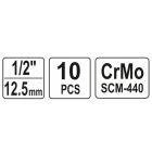 YATO YT1025 Gépi dugókulcs készlet 10 részes 1/2": 10-22 mm/L=39 mm