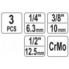 YATO YT10643 Gépi csuklós csatlakozó készlet 3 részes 1/4 - 3/8 - 1/2"