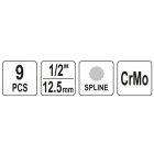 YATO YT10691 Gépi bit Spline dugókulcs készlet 9 részes 1/2" M4 - M16