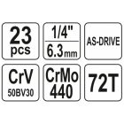 YATO YT14451 Dugókulcs készlet 23 részes 1/4": 4-13 mm
