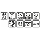 YATO YT14501 Dugókulcs készlet 56 részes 1/4": 4-13 mm CrV 