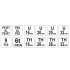 YATO YT21735 Krimpelő készlet 9 részes Pex-AL-Pex csövekhez 