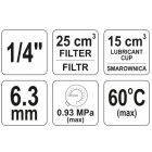 YATO YT2384 Pneumatikus levegő szűrő nyomásszabályzóval kenőtartállyal 1/4" 25 cm3