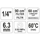 YATO YT2385 Pneumatikus levegő szűrő nyomásszabályzóval kenőtartállyal 1/4" 90 cm3 