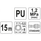 YATO YT24203 Pneumatikus tömlő (spirál) gyorscsatlakozóval 5,5 mm x 8 x 15 m 1,2 MPa