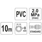 YATO YT24220 Pneumatikus tömlő gyorscsatlakozóval 8 mm x 10 m, 2,0 MPa