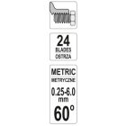 YATO YT29980 Menetfésű 24 pengés 0,25-6,0 mm 60°