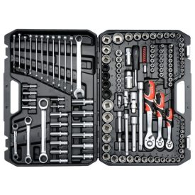   YATO YT38811 Dugókulcs készlet 150 részes 1/2": 20-32 mm, 1/4": 4-13 mm, 3/8": 9-19 mm CrV S2