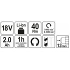 YATO YT82780 Akkus fúrócsavarozó 40 Nm 18 V Li-Ion (1 x 2,0 Ah akku + töltő)