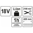 YATO YT82835 Akkus lombnyíró 18 V (akku + töltő nélkül) 207-2740 mm