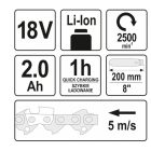 YATO YT82836 Akkus magassági ágvágó 18 V (1 x 2,0 Ah akku + töltő)