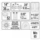 YATO YT84931 Láncfűrész láncvezető 14" 3/8" 1,3 mm