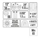 YATO YT84932 Láncfűrész láncvezető 15" 3/8" 1,5 mm