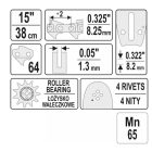 YATO YT84933 Láncfűrész láncvezető 15" 0,325" 1,3 mm