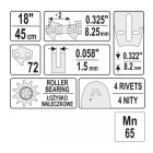 YATO YT84936 Láncfűrész láncvezető 18" 0,325" 1,5 mm