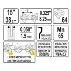 YATO YT84941 Láncfűrész lánc 15" 0,325" 1,5 mm 