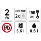 YATO Áramfejlesztő 2500 W 196 cm3